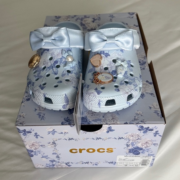 CROCS Other - Love Shack Fancy x CROCS Kids' Light Blue Floral Clogs NWT